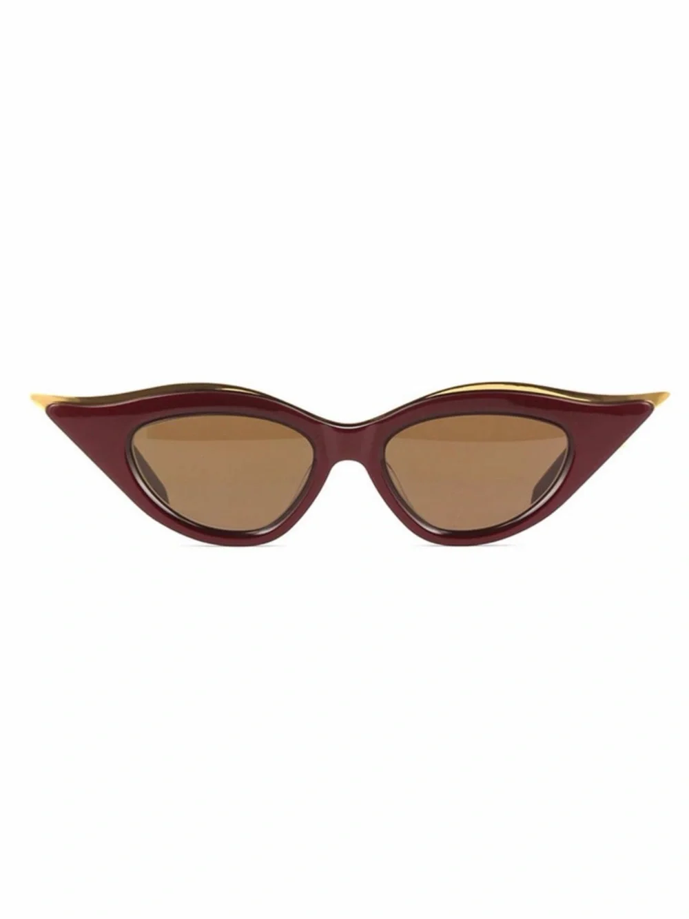 New! Valentino VLS 114B Burgundy Cat-Eye Sunglasses with Gold Trim, Authentic